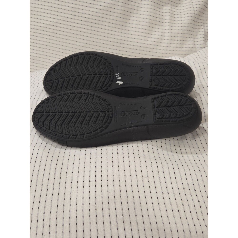 Crocs Cap Toe Flat 12300 Black Patent Shiny Ballet Flats Women's Size 8 NEW - Picture 7 of 10